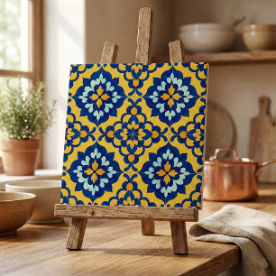 De Cerâmica Talavera Mexicana Azulejo Espanhol Azul e Amarelo