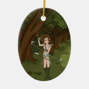 De Cerâmica Taren, o Arqueiro Guerreiro Elf Girl, ornamento ce