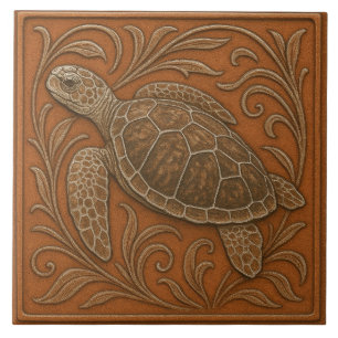 De Cerâmica Tartaruga do Mar Loggerhead - Azulejo cerâmico