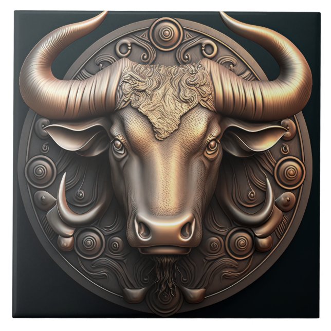 De Cerâmica Taurus Zodiac Sinal Taurus Horoscope Azulejo cerâm (Frente)