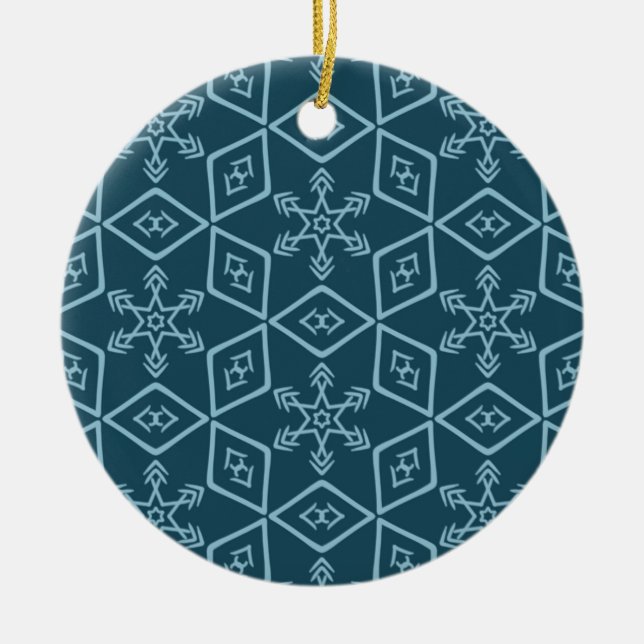 De Cerâmica Teal Snowflake - Ornamento Cerâmico (Frente)