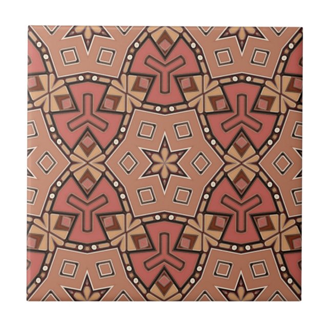 De Cerâmica Terracotta e Tan Honeycomb - Padrão do Azulejo (Frente)