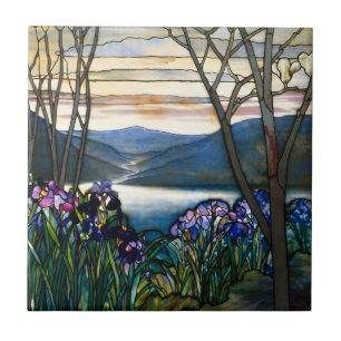 De Cerâmica tiffany azulejo paisagem colorido da montanha