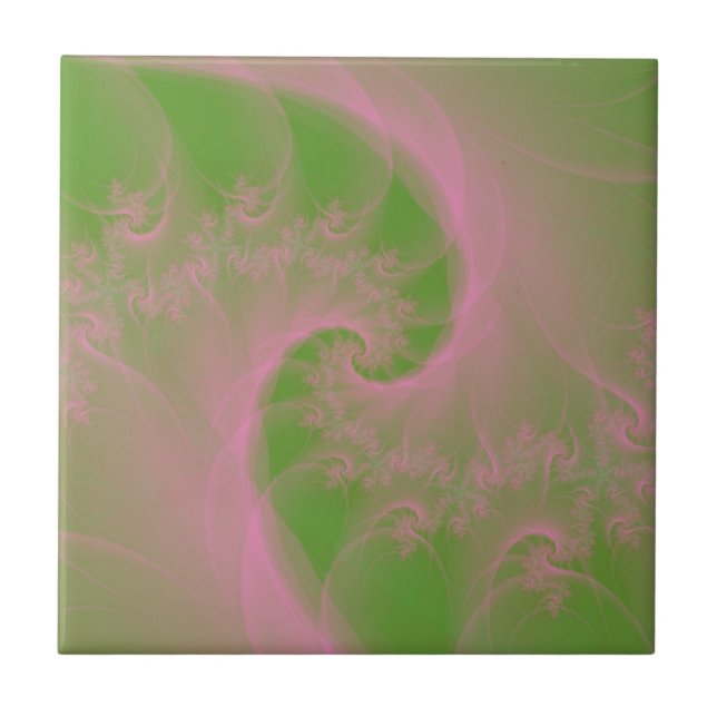De Cerâmica Torção rosa no azulejo verde (Frente)
