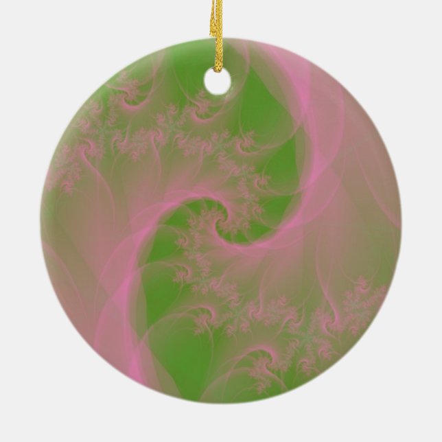 De Cerâmica Torção Rosa no Ornamento Verde (Traseira)