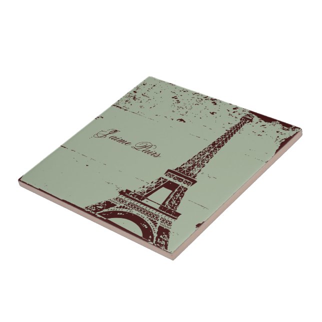 De Cerâmica Torre Eiffel Azulejo e Porta-Copos (Lateral)