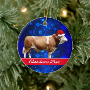 De Cerâmica Touro Simmental e Papais noeis    ornamento HatCer