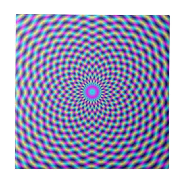 De Cerâmica Trava circular em azulejo azul e rosa (Frente)