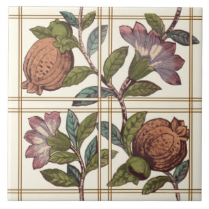 De Cerâmica Trellis com Fruta e flores Repro Azulejo Vitoriano