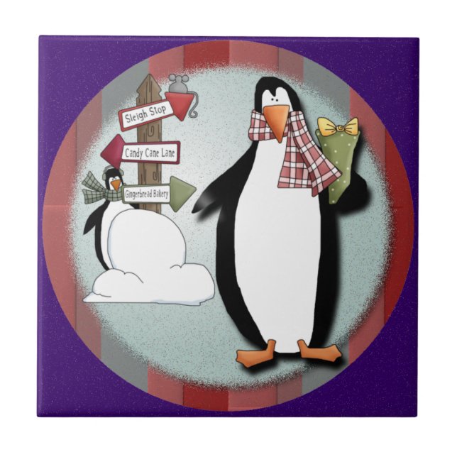 De Cerâmica Trivet do Azulejo dos Pinguins (Frente)