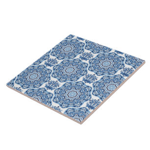 De Cerâmica Trivet do Azulejo Impressão azul