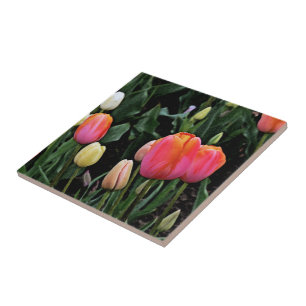 DE CERÂMICA  "TULIP GARDEN" AZULEJO CERÂMICO/TRIVET