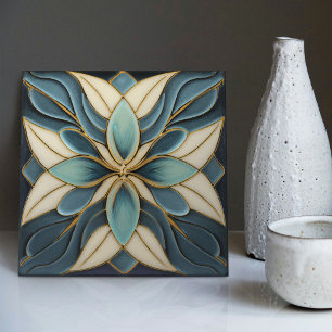De Cerâmica Tulipas no Azulejo cerâmico Blue Symmetric Art Nou