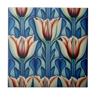 De Cerâmica tulipas no mosaico Art Nouveau Azulejo cerâmico