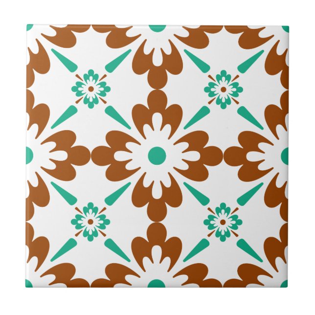 De Cerâmica Turquesa Castanho E Azulejo Espanhol Branco (Frente)