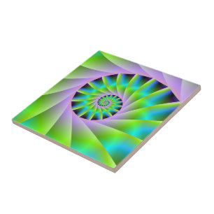 De Cerâmica Turquesa Lilac e azulejo Espiral Verde