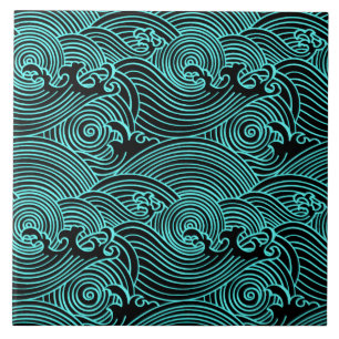 De Cerâmica Turquesa Onda Euclidiana Padrão Azulejo Cerâmico