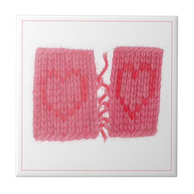 De Cerâmica TWO HEARTS KNIT Azulejo Cerâmico 4,25" (Frente)