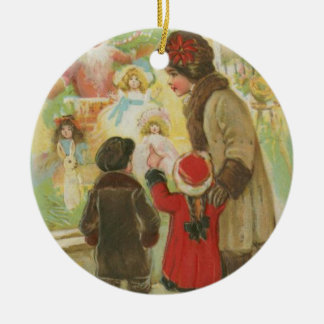 De Cerâmica Um ornamento antiquado do vintage do Natal