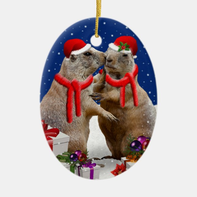 De Cerâmica Um ornamento do beijo do Natal (Frente)