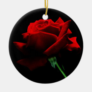 De Cerâmica Um único ornamento da rosa vermelha