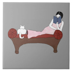 De Cerâmica Uma senhora, um gato e azulejo muito bom do livro