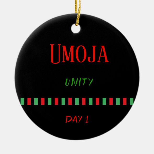 De Cerâmica Umoja - Kwanzaa Dia 1| Ornamento (Frente)