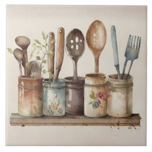 De Cerâmica Utensílios Russos Aquarelas Fatmhouse Azulejo cerâ