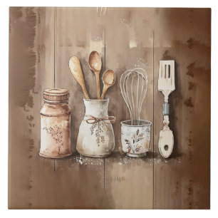 De Cerâmica Utensílios Russos Aquarelas Faux Madeira Azulejo c