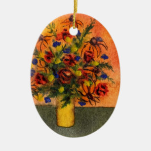 De Cerâmica "Vaso Amarelo" Ornamento Floral