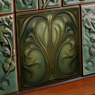 De Cerâmica Verdant Whirls Art Nouveau Azulejo cerâmico