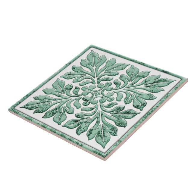 De Cerâmica Verde desvanecido legal do azulejo antigo do (Lateral)