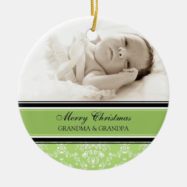 De Cerâmica Verde do ornamento das avós do Feliz Natal da foto (Frente)