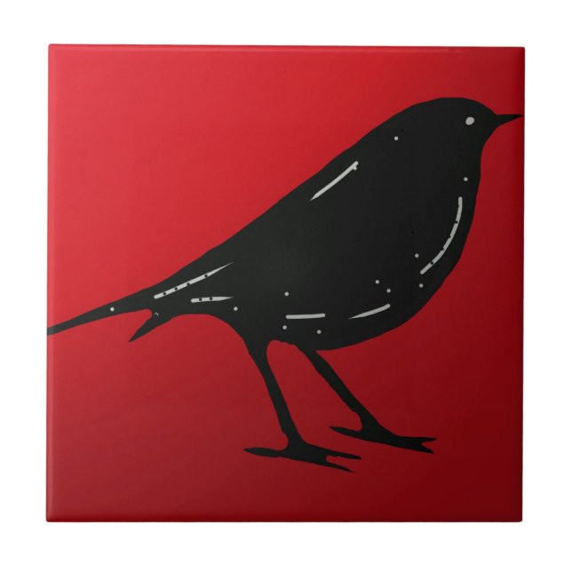 De Cerâmica Vermelho preto do pássaro do azulejo (Frente)