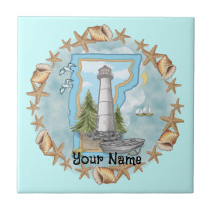 De Cerâmica Vermont Shells Lighthouse Azulejo