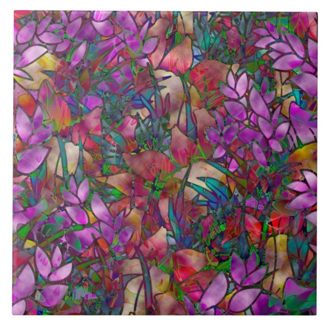 De Cerâmica Vidro Azulejo Floral Abstrato (Frente)