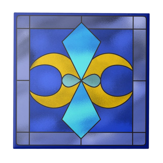 De Cerâmica Vidro Geométrico Azulejo Azul-Lua (Frente)