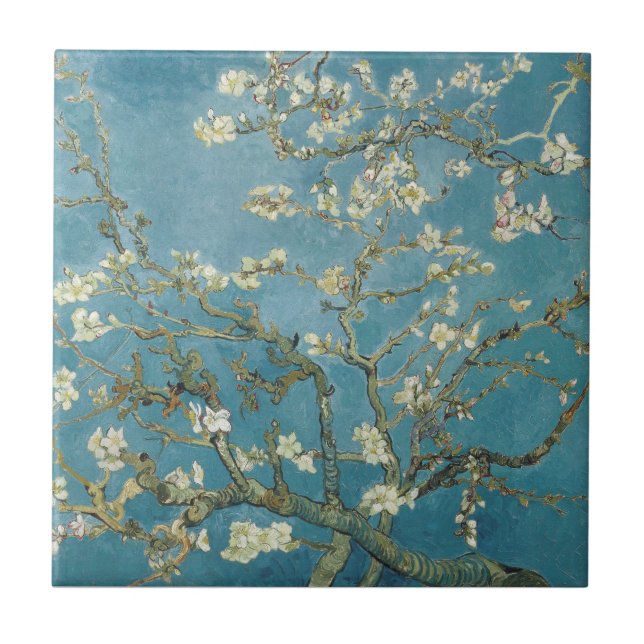 De Cerâmica Vincent van Gogh Almond floresce Azulejo cerâmico (Frente)