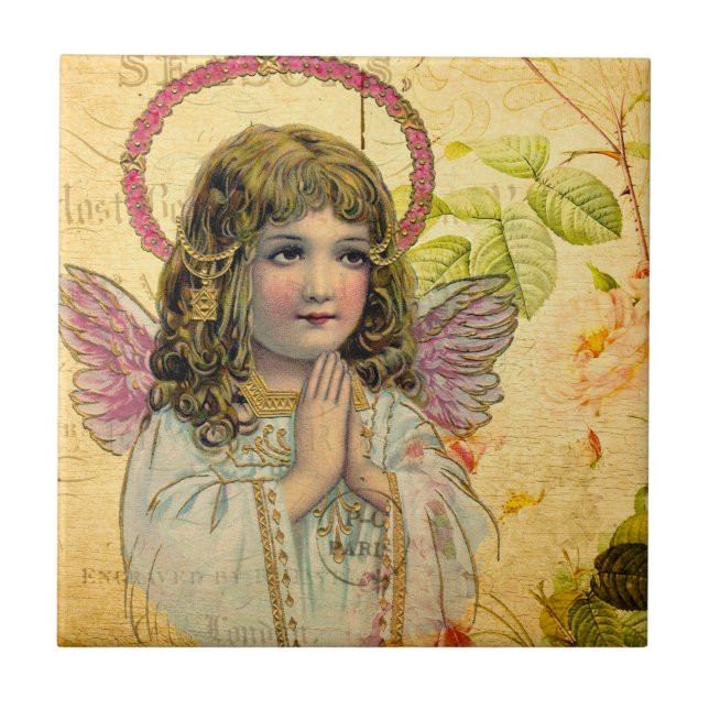 De Cerâmica Vintage Angels Azulejo cerâmico (Frente)