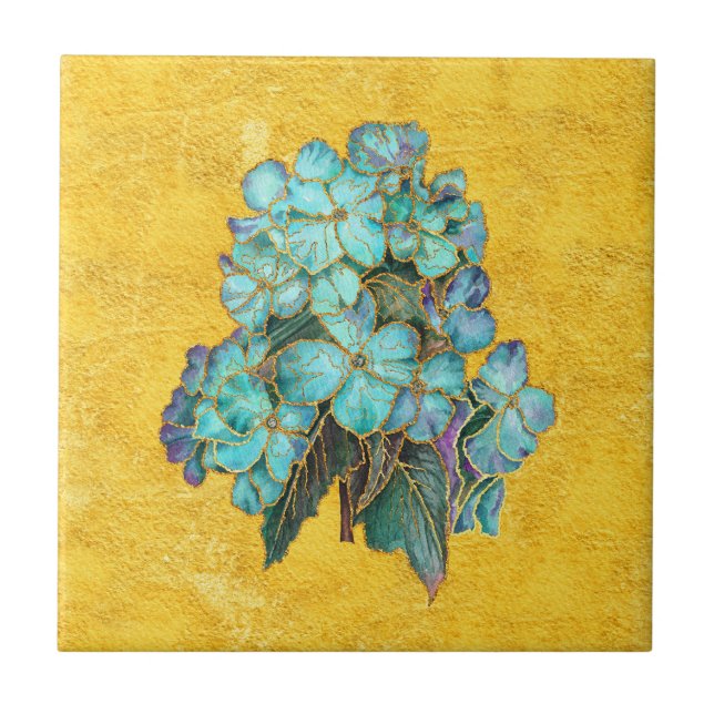 De Cerâmica Vintage flores azulejo cerâmico (Frente)