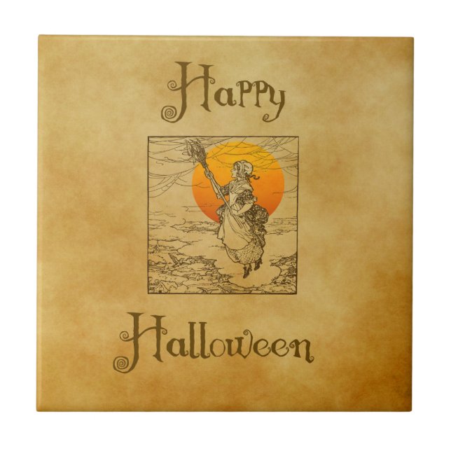 De Cerâmica Vintage Halloween Azulejo Cerâmico (Frente)