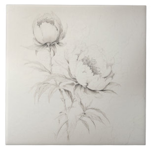De Cerâmica Vintage Peony 4 Azulejo Decorativo Botânico