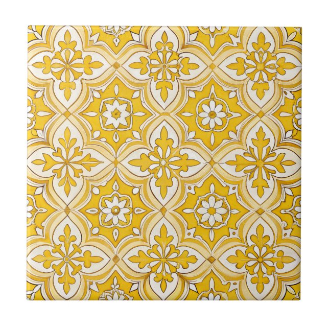 De Cerâmica Vintage Yellow Azulejo Português (Frente)