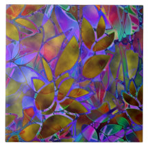 Vitral abstrato floral do azulejo