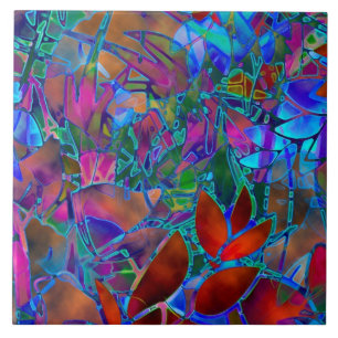 De Cerâmica Vitral abstrato floral do azulejo