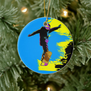 De Cerâmica Voo Snowboarder - Ornamento Cerâmico Snowboarder
