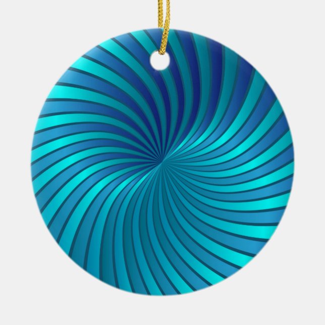De Cerâmica Vortex espiral azul do ornamento (Frente)