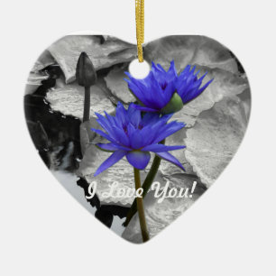 De Cerâmica Water Lily Ama "Eu Amo Você" Ornamento Cardíaco
