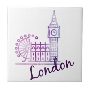 De Cerâmica Watercolor London Big Ben Cerâmico Azulejo - Britâ