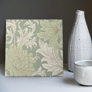 De Cerâmica William Morris Chrysanthemum - Azulejo Cerâmico